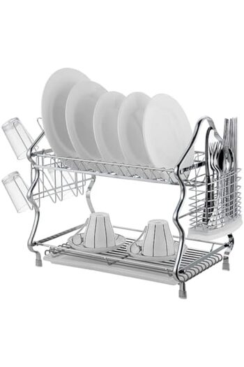 Hexar ® 2 Tier Dish Drying Rack with Drainboard, Premium Steel Dishracks for Kitchen Counter, Dish O