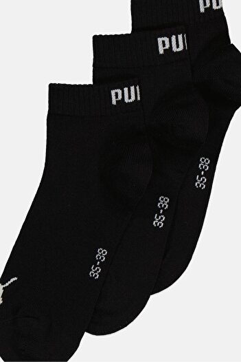 Puma Kids Boy 3 Pair Brand Logo Ankle Socks, Black