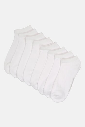 Ben Sherman Men 8 Pairs Brand Logo Ankle Cut Socks, White