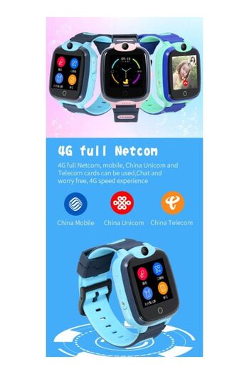 Nabi 4G Sim Card GPS Waterproof HD Camera FOR Kids Smart Watch Blue
