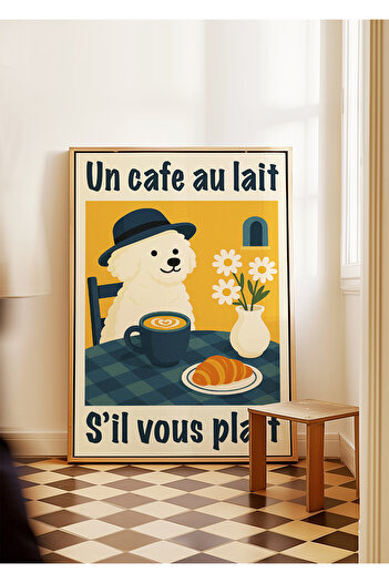 ARTHOUSECOLLECTIVE Vintage Poster - Coffee and Croissant - 5 - Unframed Poster in Table Sizes