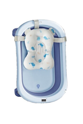 Little Mom Little Mom Foldable Bathtub with Thermometer and Baby Hammock Set Blue