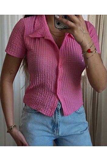 Noa Noa Embossed Short Sleeve Button Slim Fit Shirt