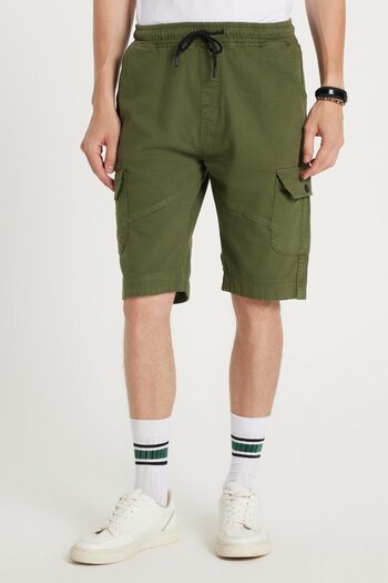 Tudors Men's Relax Fit Relaxed Fit 100% Cotton Cargo Pocket Khaki Capri Shorts