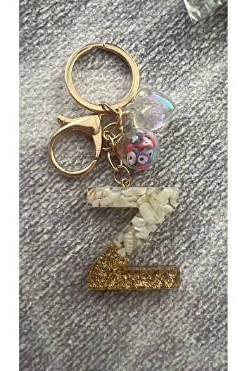 demirosa Natural Citrine Money Stone with Letter Z Keychain or Bag Accessory