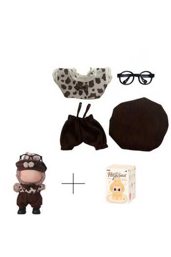 Innovate Store Labubu Have a Seat Blind Box and 4 Pieces of Labubu Outfit Set Beside It