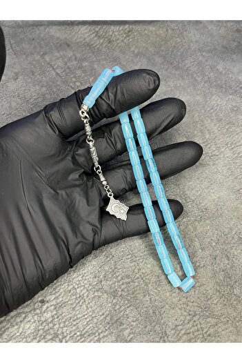 Mos Tespih Ice Blue High-End Crimping Amber Prayer Beads