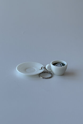sin istanbul Matcha Latte Cup Silver Chain Keychain