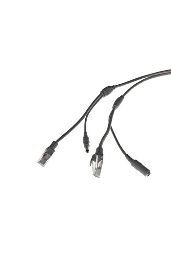 OEM 5m network cable for IP CCTV NVR camera, UTP Cat.5/5e, 2XRJ45 plug and 2X2.1x5.5mm power cable