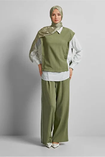 Alvina Shirt Collar Pants Suit 45754