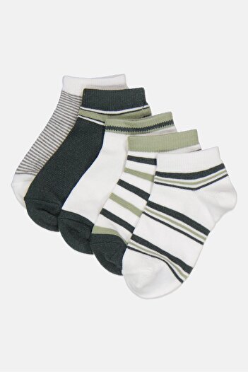 MUDD Kids Boy 5 Pairs Stripe Ankle Socks, Multicolor