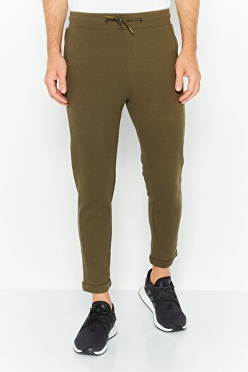 AMERICAN EAGLE Men Drawstring Plain Sweatpants, Brown