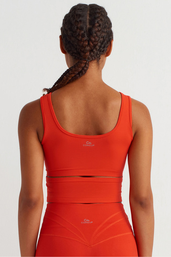 COMEUP Crop Top with Pieces and Pads Fire Red
