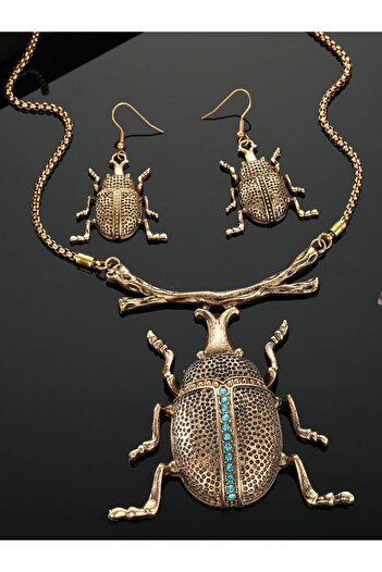 Choice Rust Red Retro Elegant Lace Beetle Jewelry Set - Zinc Alloy Earrings and Necklaces for Party, Banque