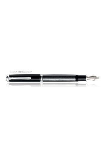 Pelikan Stilou Souveran M405 Stresemann, Rășină, Culoare Antracit, Placat cu Paladiu, Peniță Aur 14k M