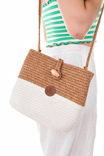 Aymood Women's Straw Bag Hand Braided Jute Straw Shoulder Beach Bag