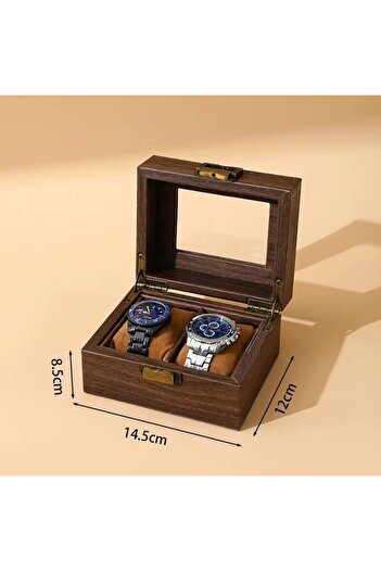 Choice 2 Positions DELESYS New Style Retro Imitation Wood Grain Leather Watch Box Creative Gift Box For Wat