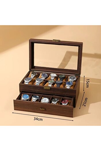 Choice Double 10X2 Slots DELESYS New Style Retro Imitation Wood Grain Leather Watch Box Creative Gift Box F