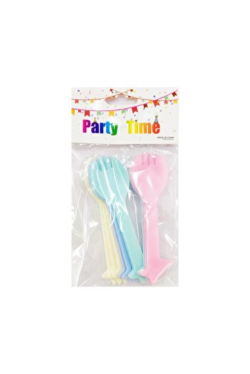 OEM Set of 12 colorful party spoons, reusable, made of plastic, size 10 cm, 2260-24