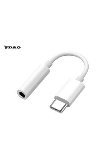 DAO Adaptor audio Android Type-C la mufă stereo de 3.5 mm, DAO, alb, 10 cm, compatibil Bluetooth