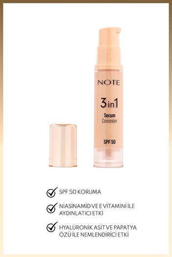 NOTE 3 in 1 Serum Concealer SPF 50 Nemlendirici ve Aydınlatıcı Göz Altı Kapatıcısı - 10 Medium