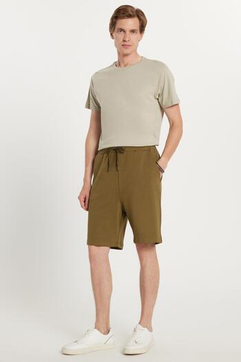 Tudors Men's Relax Fit Relaxed Cut Green Bermuda Shorts with Side Pockets