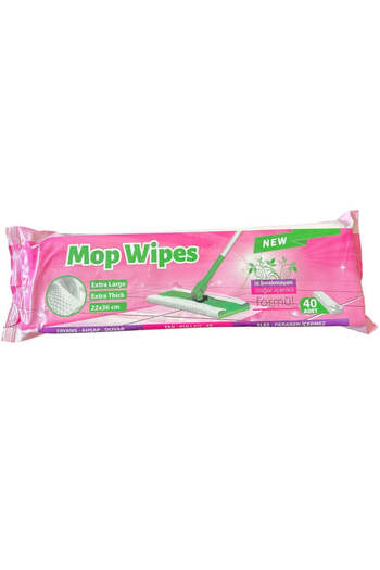 Ostwint Mop Wipes for cleaning surfaces, Paraben & SLS free, with White Vinegar and Bicarbonate – 40 pcs