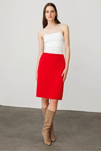 Desen Triko Women's Knitwear Short Skirt Y.Red