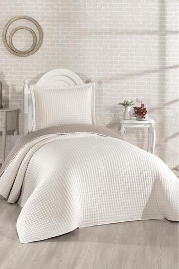 Çeyiz Diyarı Elisa Filled Double Sided Single 180X240 cm Bedspread Cream