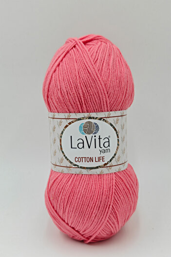 LaVita Yarn Cotton Life El Örgü İpi %50 Pamuk %50 Akrilik 100gr (4110 ŞEKER PEMBE)