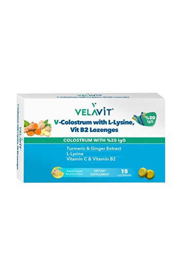 Velavit V-Colostrum Lozenges Ginger Turmeric 15 Tablets