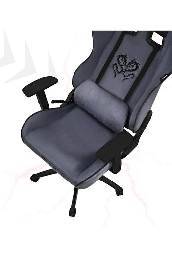 XMAX / Rio Balerion Antrasit Gri Kadife Terletmez Kumaş Gaming Oyuncu Koltuğu / 120 Kg Taşır