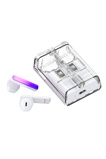 Joyroom Słuchawki bezprzewodowe TWS IceLens Series ze światłami LED białe