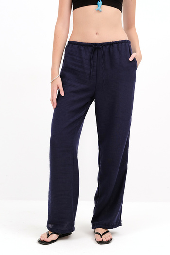Addax Wide Leg Trousers with Waist Rope Tie Pn16372-İ6