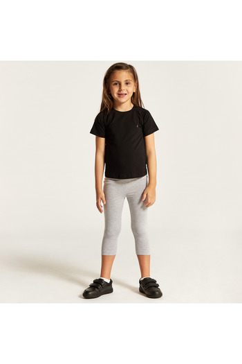 Juniors Solid Crew Neck T-shirt with Short Sleeves