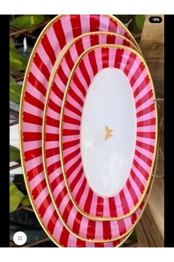 PONCİKPAZAR 3-Piece Pink Candy Presentation Boat Plate