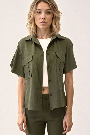 Vitrin Crinkle Fabric Shirt with Cover Pocket