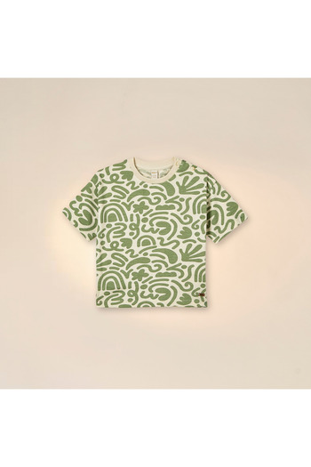 giggles Abstract Print T-shirt with Crew Neck and Short Sleeves