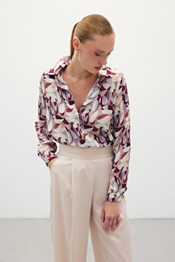 Sateen Μακρύ πουκάμισο με σχέδιο - Claret Red