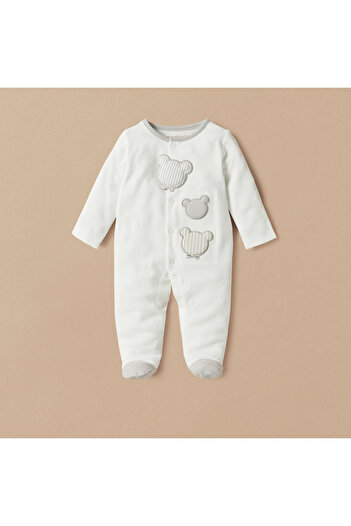 giggles Bear Applique Closed Feet Sleepsuit