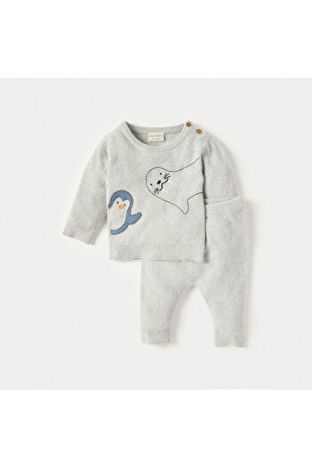 Juniors Applique Detail Long Sleeves T-shirt and Elasticated Pyjama Set