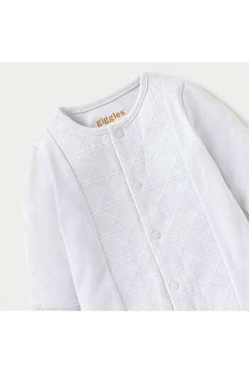 giggles Textured Sleepsuit with Long Sleeves and Button Closure