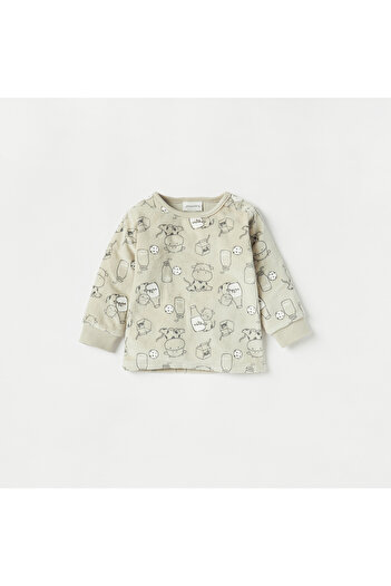 Juniors All-Over Printed Long Sleeves T-shirt and Elasticated Pyjama Set