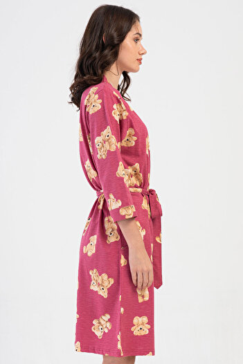 VİENETTA Cotton Women's 3/4 Sleeve Dressing Gown, 408472