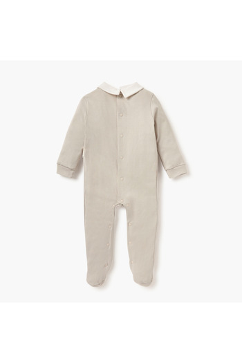 giggles Colourblock Closed Feet Sleepsuit with Button Closure and Collared Neckline