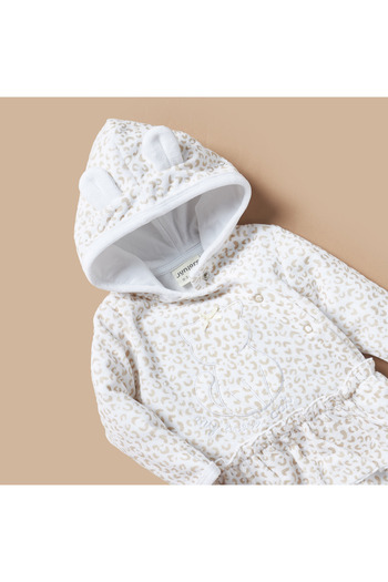 Juniors Kitty Embroidered Sleepsuit with Hood and Long Sleeves