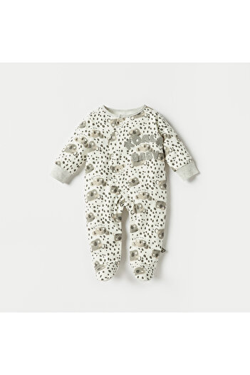 Juniors All-Over Print Sleepsuit with Typography Detail