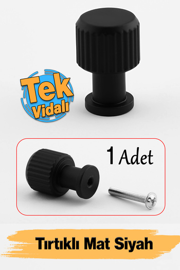 Badem10 Single Screw Uber Striped Button Metal Handle Black Drawer Furniture Kitchen Cabinet Cupboard Handle Handles