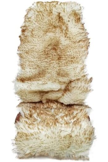 Generic Combo Offer – 2pcs Beige Fuzzy Faux Wool Car Seat Covers, Soft Plush Cushion, Universal Fit