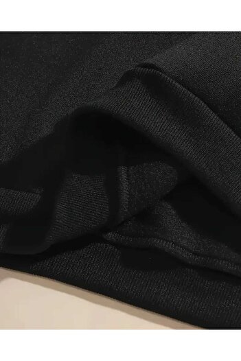 caddekombin Cherry Lips Baskılı Kapüşonlu Cepli İçi Yünlü Siyah Sweatshirt